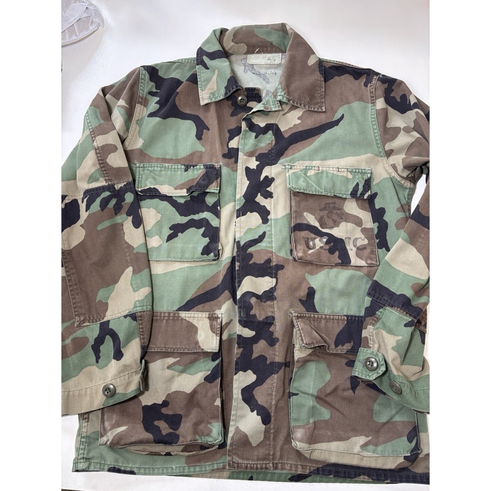 USMC Marines Field Jacket Mens Size M Woodland Camo Summer Weight Coat Shacket
